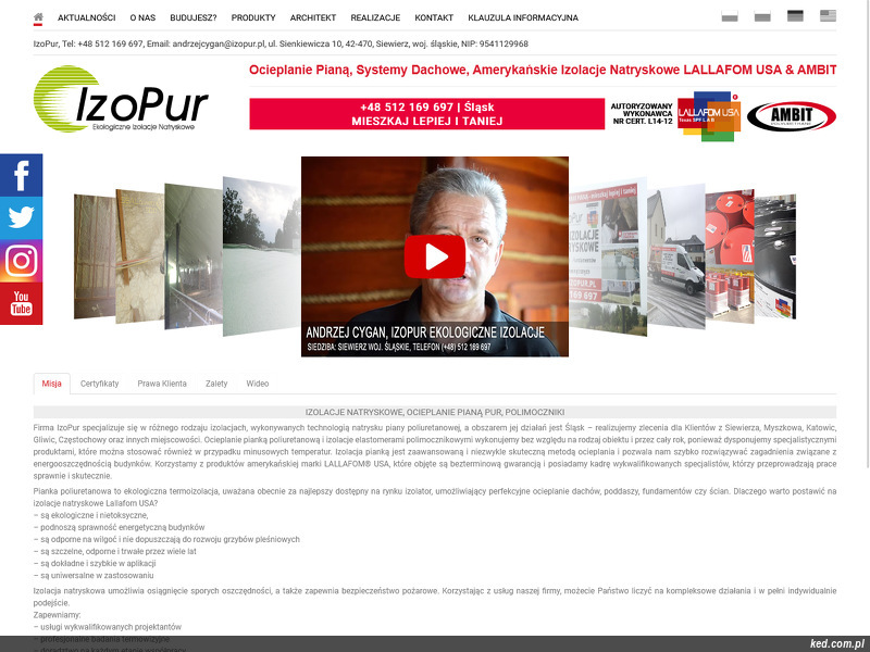 Izopur - Ekologiczne Izolacje Natryskowe strona www